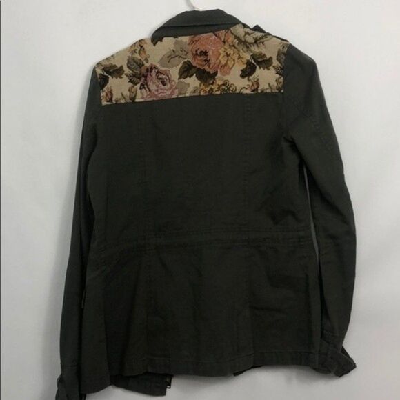 Others Follow floral accent olive green zip light jacket New Condition Small - Picture 7 of 7